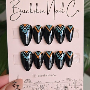 Turquoise Horizon | Western Nails | Aztec Nails | Acrylic Press On Nail Set | Gel Press On Nails