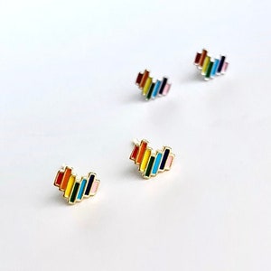 Dainty Rainbow Heart Earrings - Tiny Rainbow Heart Stud Earrings - Pride Earrings -  Pride Jewelry Gift