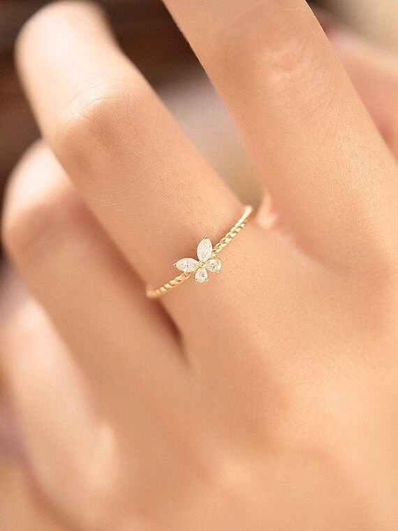 Dainty butterfly deals ring