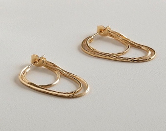 Gold Tassel Earrings - Chain Tassel Drop Earrings - Double Chain Earrings - Minimalist Chain Earrings - Minimalist Jewelry