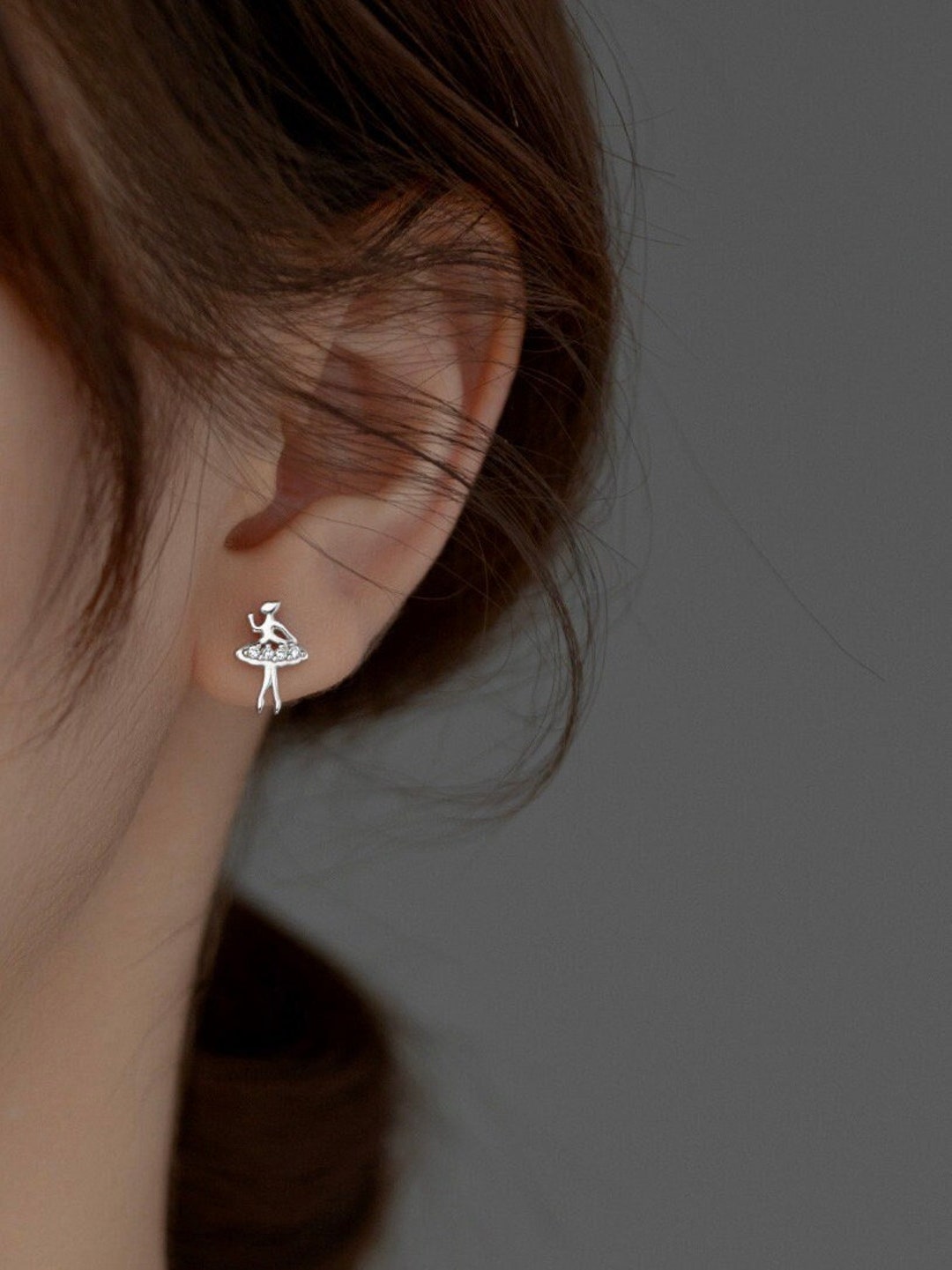 Tiny Ballerina Earrings Dainty Ballerina Stud Earrings Fun Ballerina