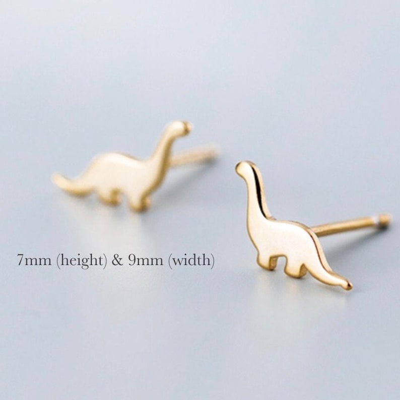 Dainty Dinosaur Stud Earrings - Tiny T-Rex and Brontosaurus Dinosaur Earrings - Dainty Dinosaur Jewelry - Jewelry Gift for Dinosaur Lovers image 3