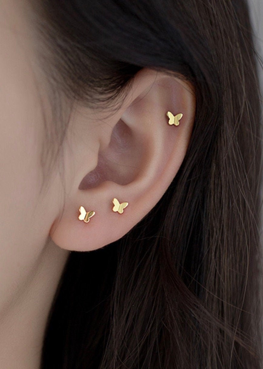 Tiny Butterfly Stud Earrings Dainty Butterfly Studs Mini Butterfly