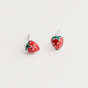 Tiny Strawberry Stud Earrings Small Strawberry Earrings Mini - Etsy