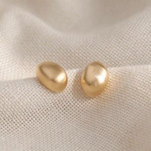 Satin Gold Stud Earrings - Small Half Circle Earrings - Minimalist Gold Stud Earrings - Everyday Minimalist Jewelry - Timeless Gold Jewelry