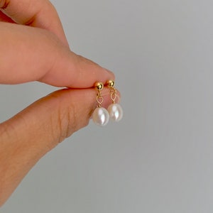 5mm Freshwater Pearl Earrings - Small Pearl Drop earrings - Classic Pearl Earrings with 14K Gold Filled Posts - Timeless Pearl Earrings
