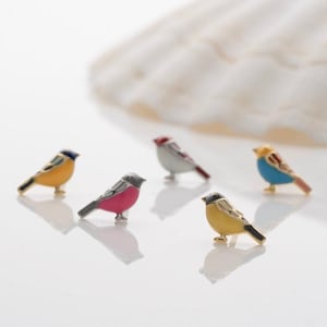 Dainty Bird Stud Earring Set - Tiny Bird Enamel Studs - Tiny Birdie Earrings - Unique Spirit Animal Earrings - Jewelry Gift for Bird Lovers