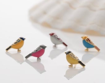 Dainty Bird Stud Earring Set - Tiny Bird Enamel Studs - Tiny Birdie Earrings - Unique Spirit Animal Earrings - Jewelry Gift for Bird Lovers