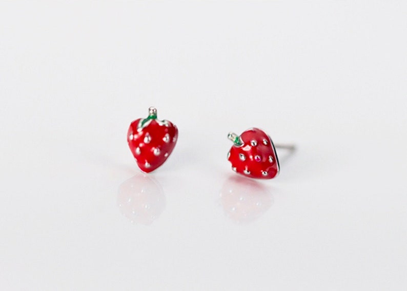 Tiny Strawberry Stud Earrings Small Strawberry Earrings Mini | Etsy