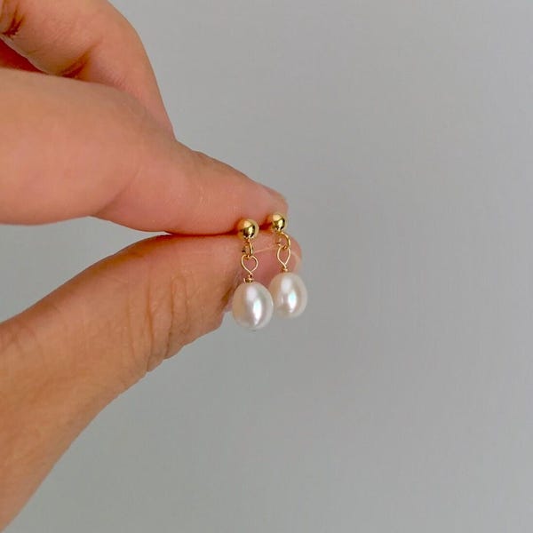 14K Gold Filled Pearl Earrings - 5mm Freshwater Pearl Drop Earrings - Classic Pearl Earrings - Timeless Pearl Earrings