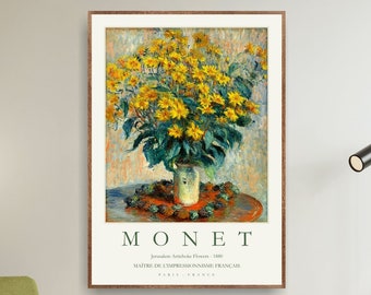 Kunstdruck „Jerusalem Artischocke Blumen“ Von Claude Monet – 35 X 47 Zoll, Giclée-Druck Auf Leinwand, Gallery-wrapped, Fertig Zum Aufhängen
