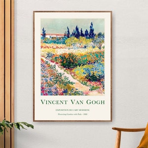 Van Gogh Art Print Exhibition Poster, Trendy Museum Print Gallery Wall Art - Flowering Garden with Path - 1888