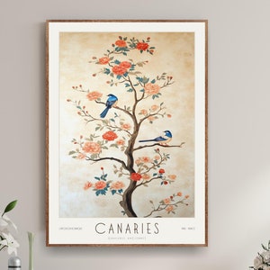 Chinoiserie, Canaries birds and Tree, William Morris Exhibition Print, William Morris Print, William Morris Poster, Vintage Wall Art