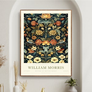 Stampa su tela di arte botanica estetica vintage di William Morris, decorazione murale floreale, arte murale alla moda