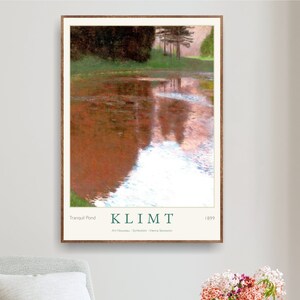 Gustav Klimt Print Exhibition Poster, Gallery Wall Art, Museum Poster, Farmhouse Wall Art - Tranquil Pond 1899