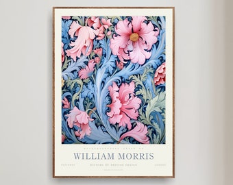 William Morris Druck, Blau Und Rosa Poster