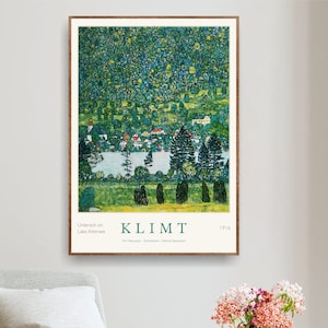 Gustav Klimt Art Print Exhibition Poster, Museum Gallery Wall Art - Unterrach on Lake Attersee