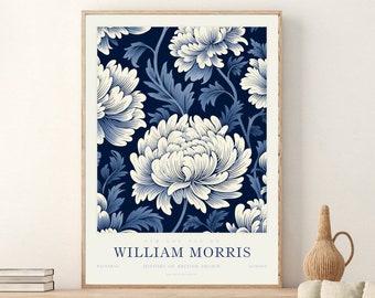 William Morris Print, Blue Exhibition Poster, Gallery Wall Art, Large Museum Poster, Housewarming Gift, Bedroom Wall Art