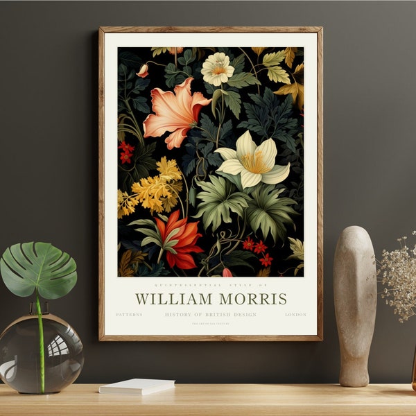 William Morris Art Poster Print, Botanical Colorful Floral Extra Large Wall Art Exhibition Poster