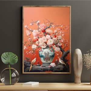 Chinoiserie Art Print, Extra Large Wall Art Decor, Vintage Antique Poster