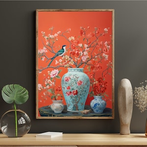 Classic Chinoiserie Art Print, Extra Large Wall Art Decor, Chinese art, Vintage Antique Poster