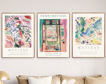 Henri Matisse Print Set of 3 Exhibition Gallery Wall Art Poster