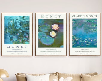 Monet Set of 3 Exhibition Poster Prints Gallery Wall Art Paintings