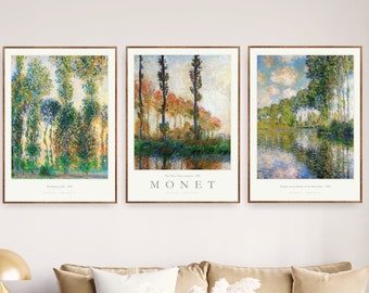 Monet Set of 3 Exhibition Museum Poster Prints Gallery Wall Art Paintings