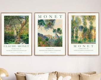 Set of 3 Monet Museum Landscape Poster Prints Exhibition Gallery Wall Art Paintings