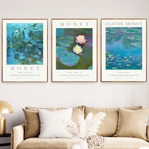 Monet Set of 3 Exhibition Poster Prints Gallery Wall Art Paintings