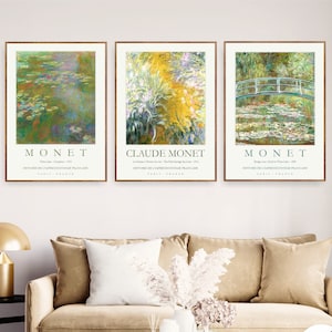 Claude Monet Set of 3 Poster Prints Gallery Wall Art Exhibition Paintings