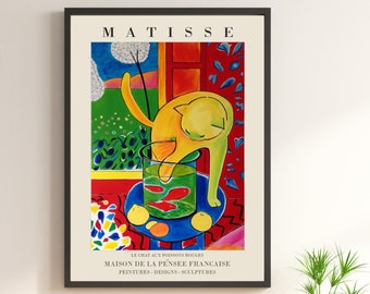 Matisse Print Cat Exhibition Modern Wall Art Poster Watercolor Print
