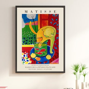 Matisse Print Cat Exhibition Modern Wall Art Poster Watercolor Print
