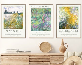 Set of 3 Exhibition Poster Prints Monet Gallery Wall Art Paintings