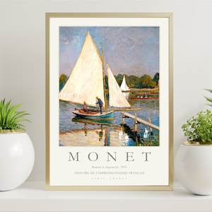 Claude Monet Art Print, Exhibition Poster, Museum Poster, Boaters at Argenteuil - 1874