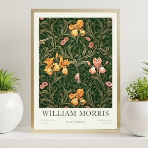 William Morris Print, Exhibition Poster, Gallery Wall Art, Floral Print, Art Nouveau Museum Poster