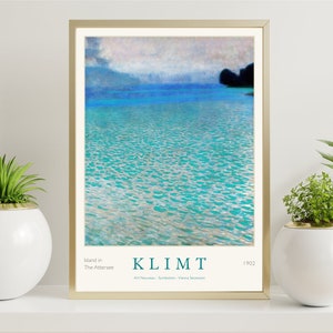 Gustav Klimt Art Nouveau Print Exhibition Poster, Farmhouse Wall Art - Island In The Attersee - 1902
