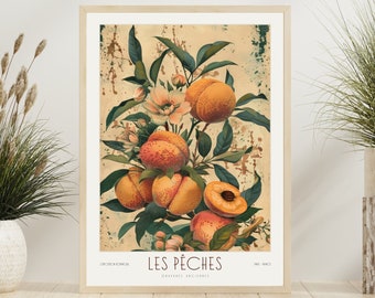 Morris Peaches Print, Kitchen Art, Kitchen Prints, Vintage Poster Print,William Morris Poster, Vintage Wall Art, Textiles Art