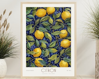 Küchen Wandkunst, William Morris Ausstellung Zitrone Druck, William Morris Druck, William Morris Poster, Vintage Wandkunst Poster