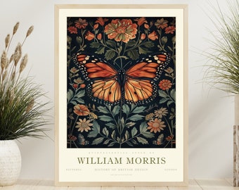 William Morris Butterfly Print, William Morris Exhibition Print, William Morris Poster, Vintage Poster, Vintage Wall Art, Textiles Art