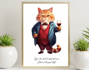 Funny Cat Poster Print, Best Friend Gift, Quote Wall Art, Large Art Print