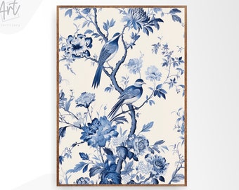 Blue Chinoiserie Wall Art Print