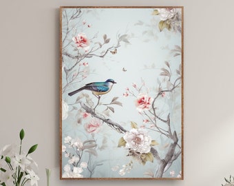 Trendy Wall Art, Blue Chinoiserie wall art, William Morris Print, Extra Large Wall Art