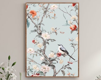 Aesthetic Blue William Morris Art Print, Trendy Modern Wall Art, Chinoiserie, Floral Blue Wall Art, Botanical Poster