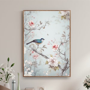 Trendy Wall Art, Blue Chinoiserie wall art, William Morris Print, Extra Large Wall Art