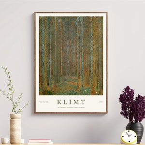 Gustav Klimt Kunstdruck Ausstellungsplakat, Bauernhaus Wandkunst - Kiefernwald 1901