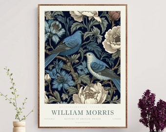 Floral Botanical William Morris Art Poster Print, Colorful Floral Large Wall Art Exhibition Poster, Eclectic Trendy Wall Art