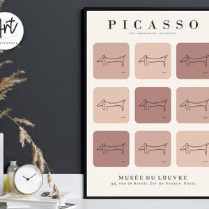Picasso dachshund dog modern wall art prints set