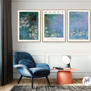 Claude Monet - Water Lilies, Gallery Wall Museum Exhibition Large Art Poster Set.