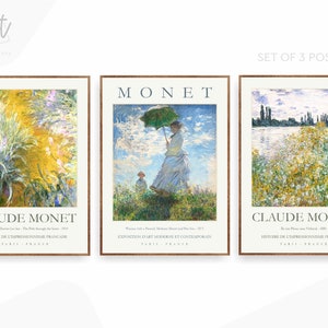 Monet Set of 3 Exhibition Poster Prints  Gallery Wall Art Paintings
